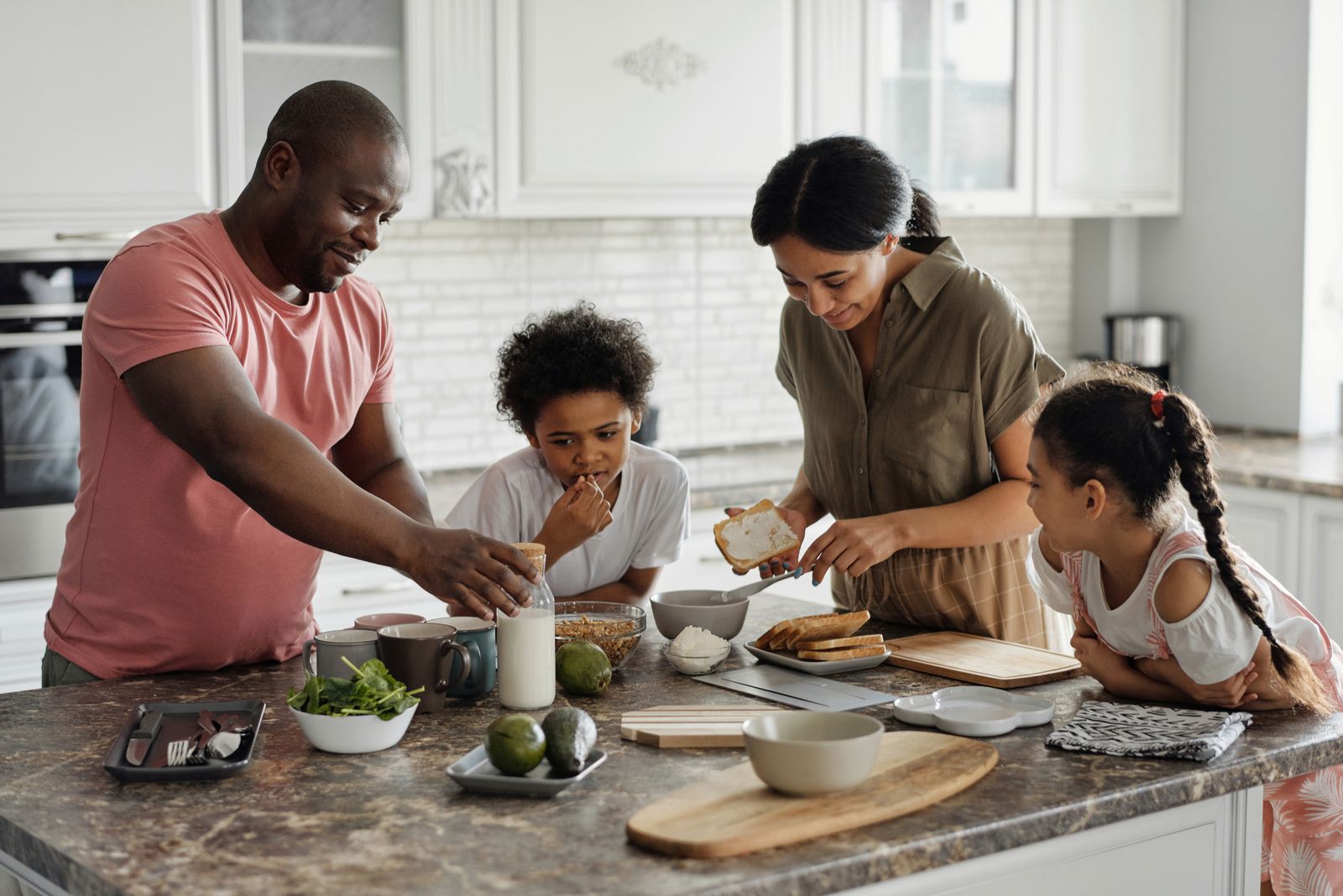 A family preparing food together